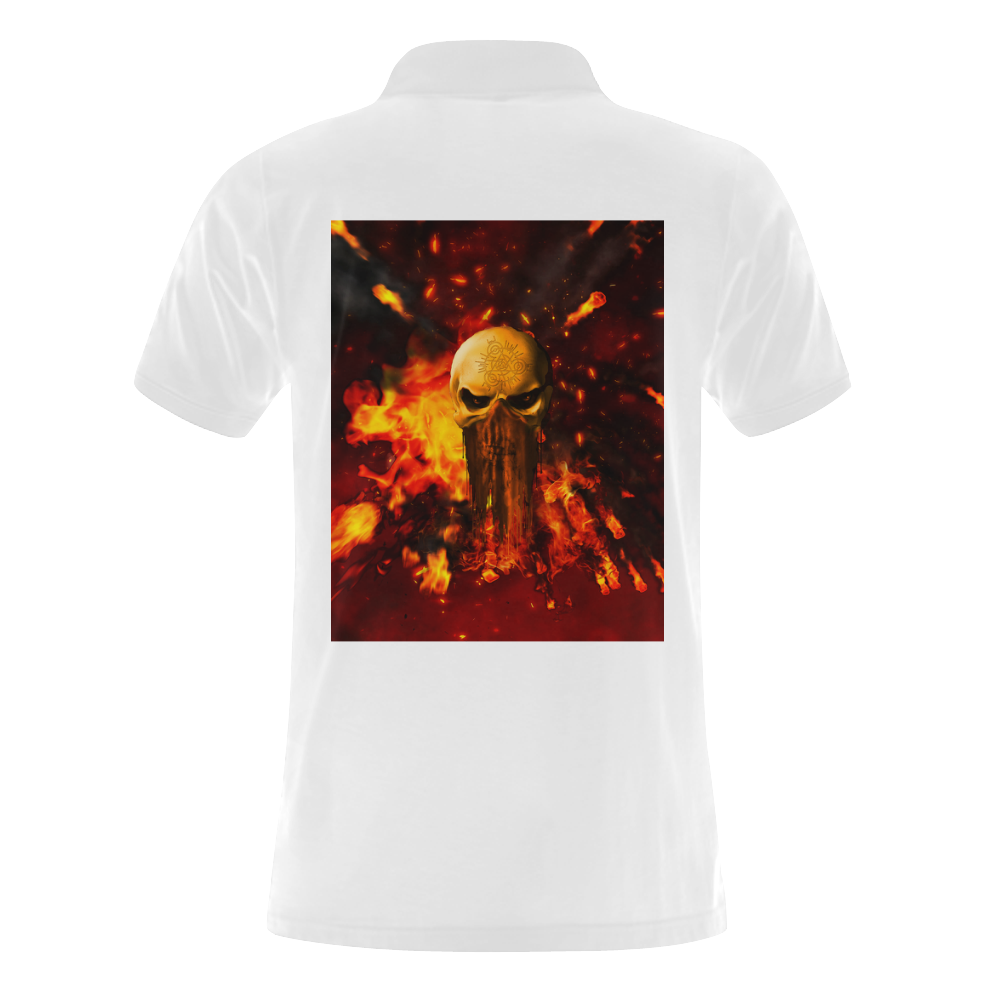 Amazing skull with fire Men's Polo Shirt (Model T24)