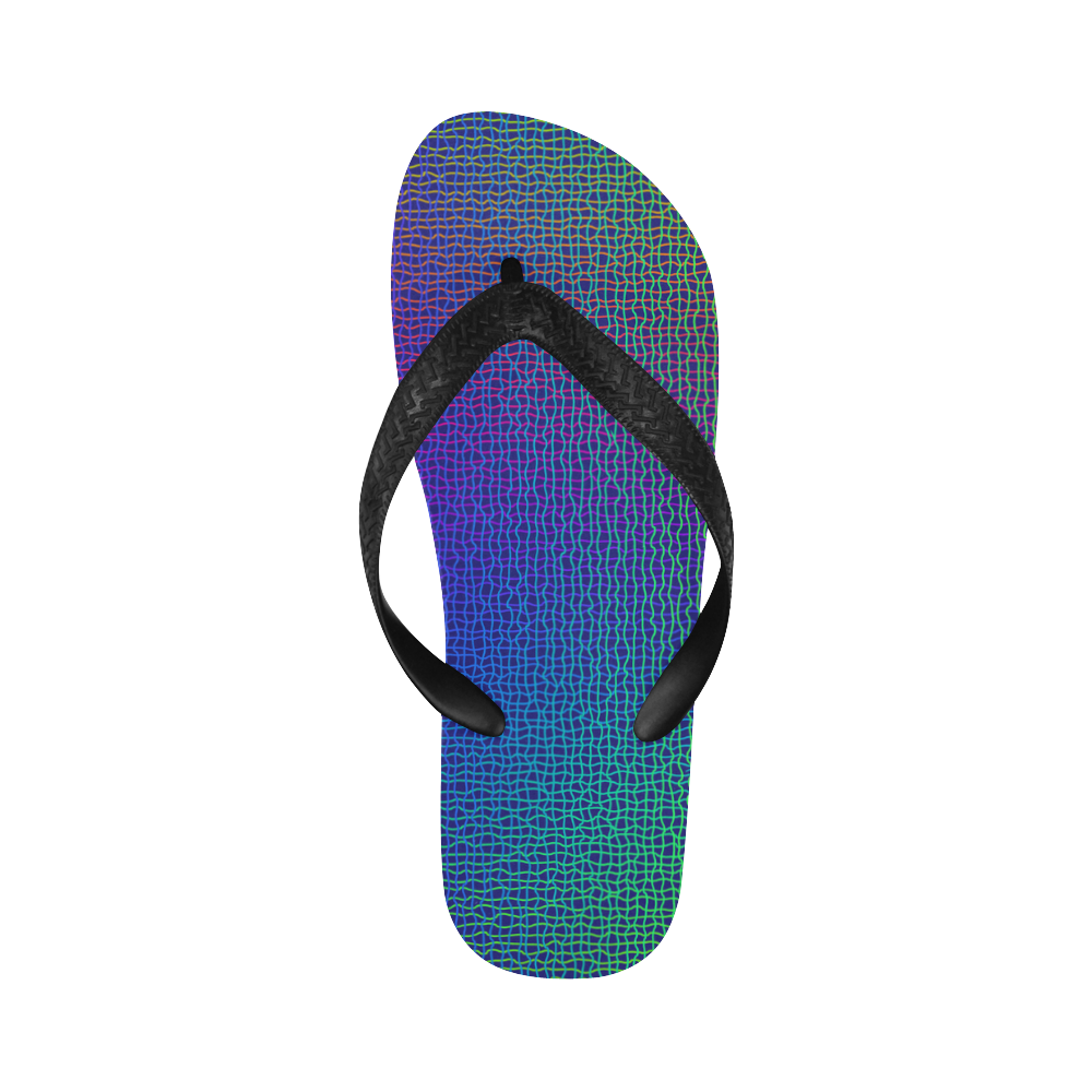 Rainbow Fine Art Grid Black Flip Flops for Men/Women (Model 040)