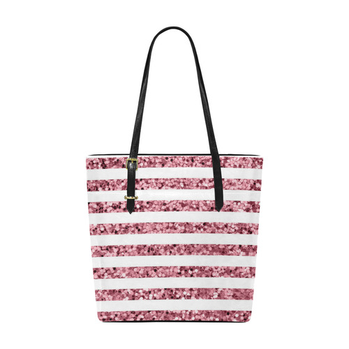 Pink Glitter Sparkle Stripes Euramerican Tote Bag/Small (Model 1655)