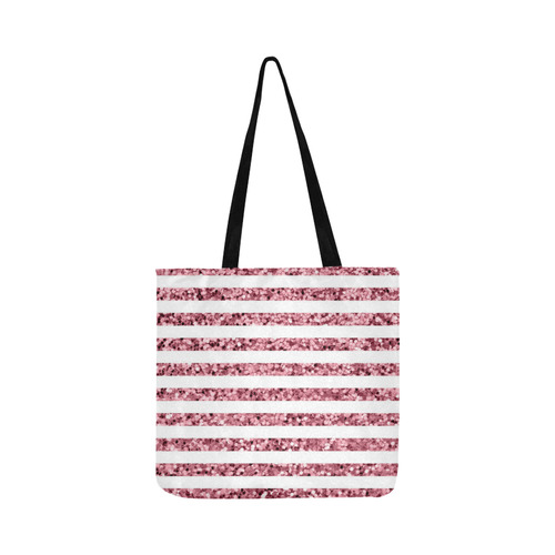 Pink Glitter Sparkle Stripes Reusable Shopping Bag Model 1660 (Two sides)