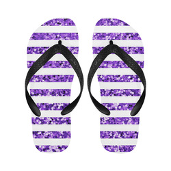 Purple Glitter Sparkle Stripes Flip Flops for Men/Women (Model 040)
