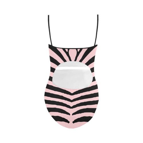 Pink and Black Zebra Stripe Strap Swimsuit ( Model S05)