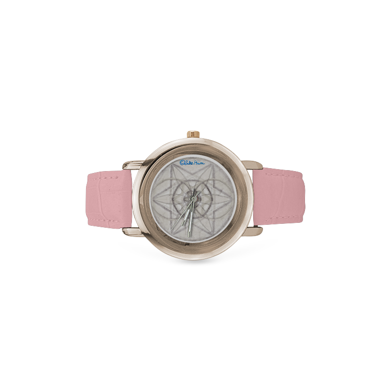 protection through fundamental mineral energy Women's Rose Gold Leather Strap Watch(Model 201)