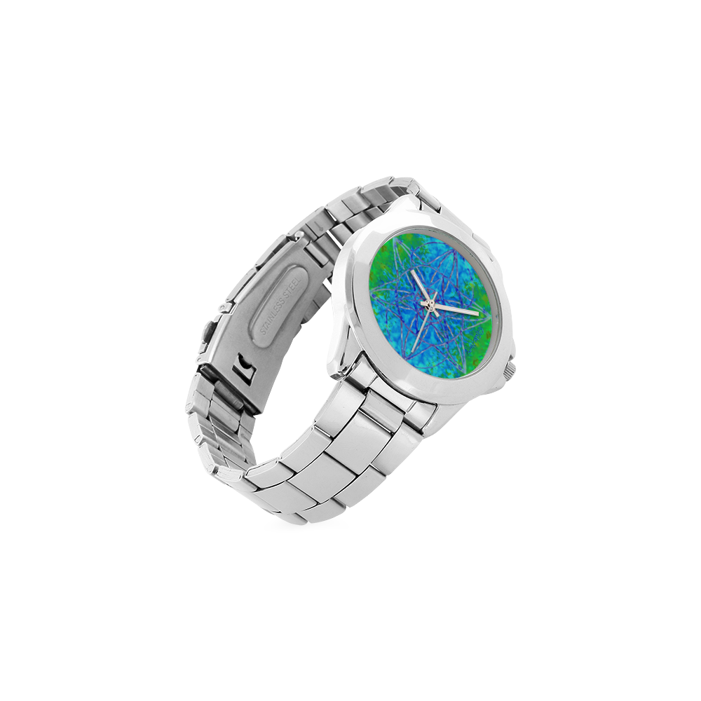 protection in nature colors-teal, blue and green Unisex Stainless Steel Watch(Model 103)