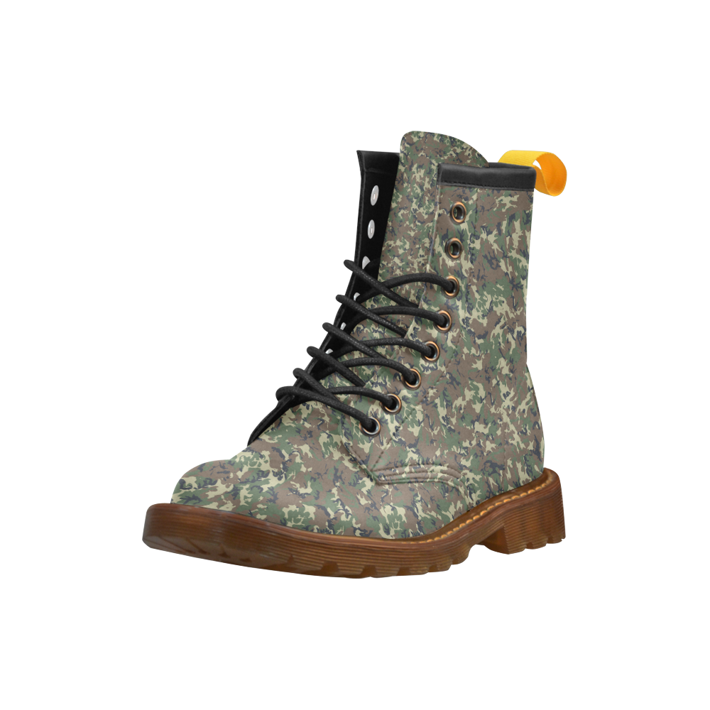 Forest Camouflage Military Pattern High Grade PU Leather Martin Boots For Women Model 402H