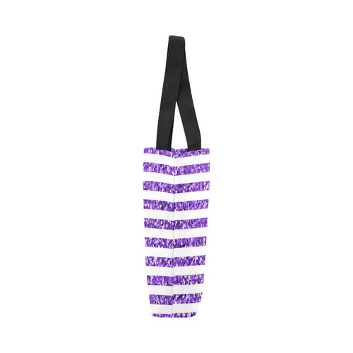 Purple Glitter Sparkle Stripes Canvas Tote Bag (Model 1657)