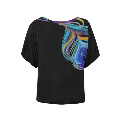 peacock2 Women's Batwing-Sleeved Blouse T shirt (Model T44)