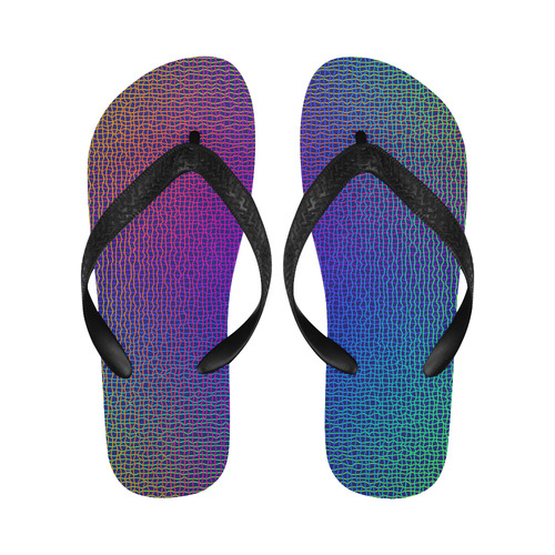 Rainbow Fine Art Grid Black Flip Flops for Men/Women (Model 040)