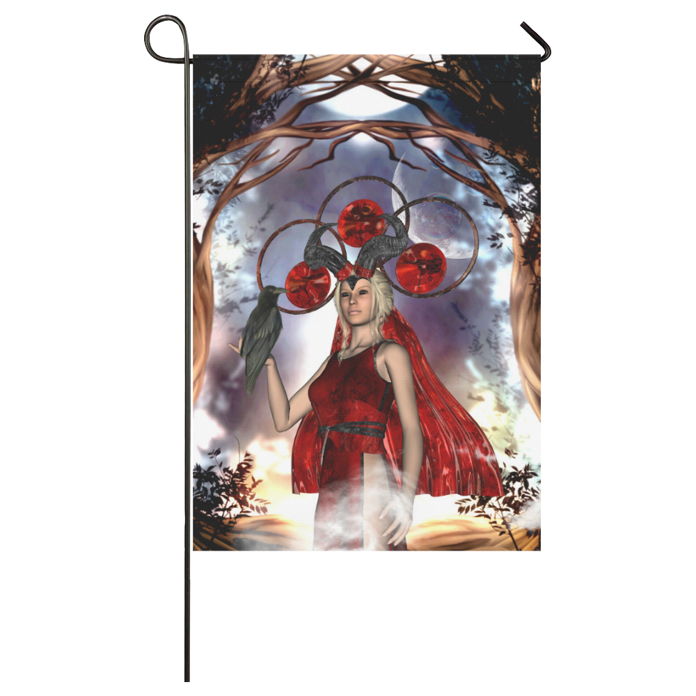 The dark fairy with crow Garden Flag 28''x40'' （Without Flagpole）