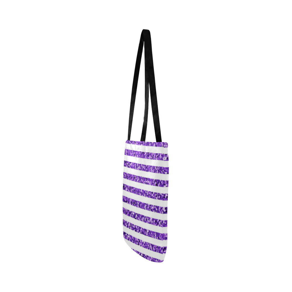 Purple Glitter Sparkle Stripes Reusable Shopping Bag Model 1660 (Two sides)
