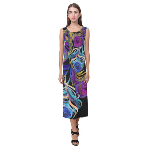 peacock1 Phaedra Sleeveless Open Fork Long Dress (Model D08)