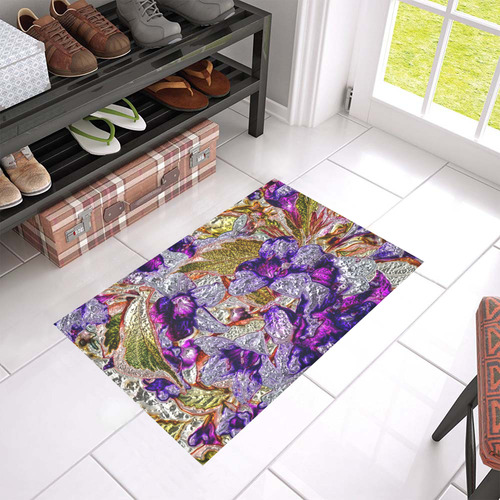 Floral glossy Chrome 2B by FeelGood Azalea Doormat 24" x 16" (Sponge Material)