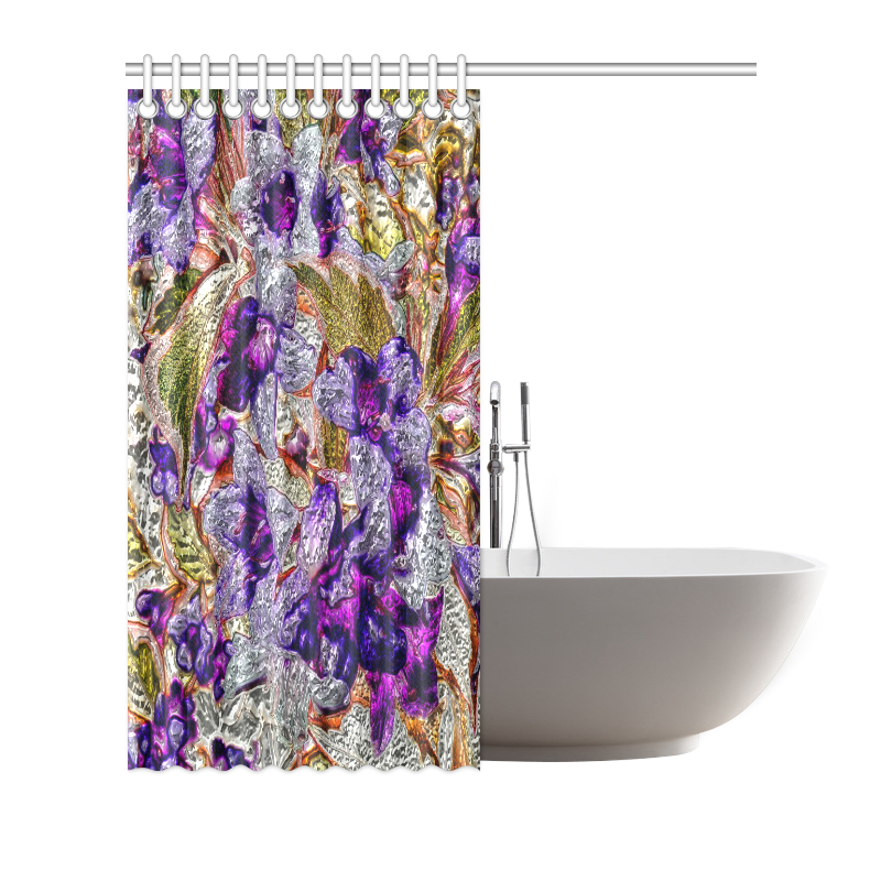 Floral glossy Chrome 2B by FeelGood Shower Curtain 72"x72"