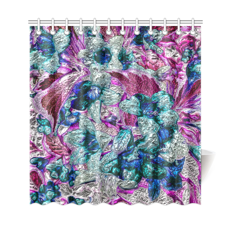 Floral, glossy Chrome 2C by FeelGood Shower Curtain 69"x72"