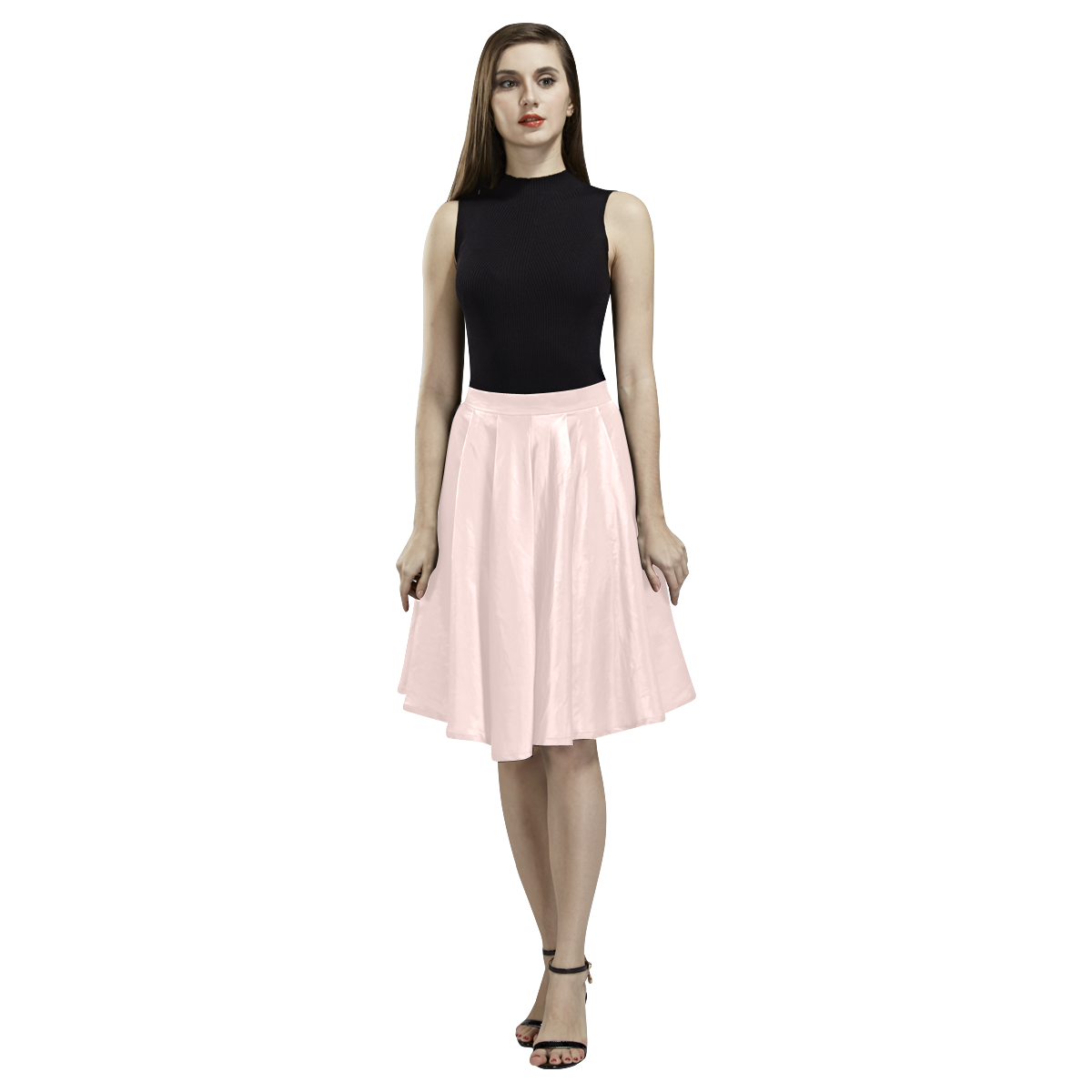 Pearl Melete Pleated Midi Skirt (Model D15)