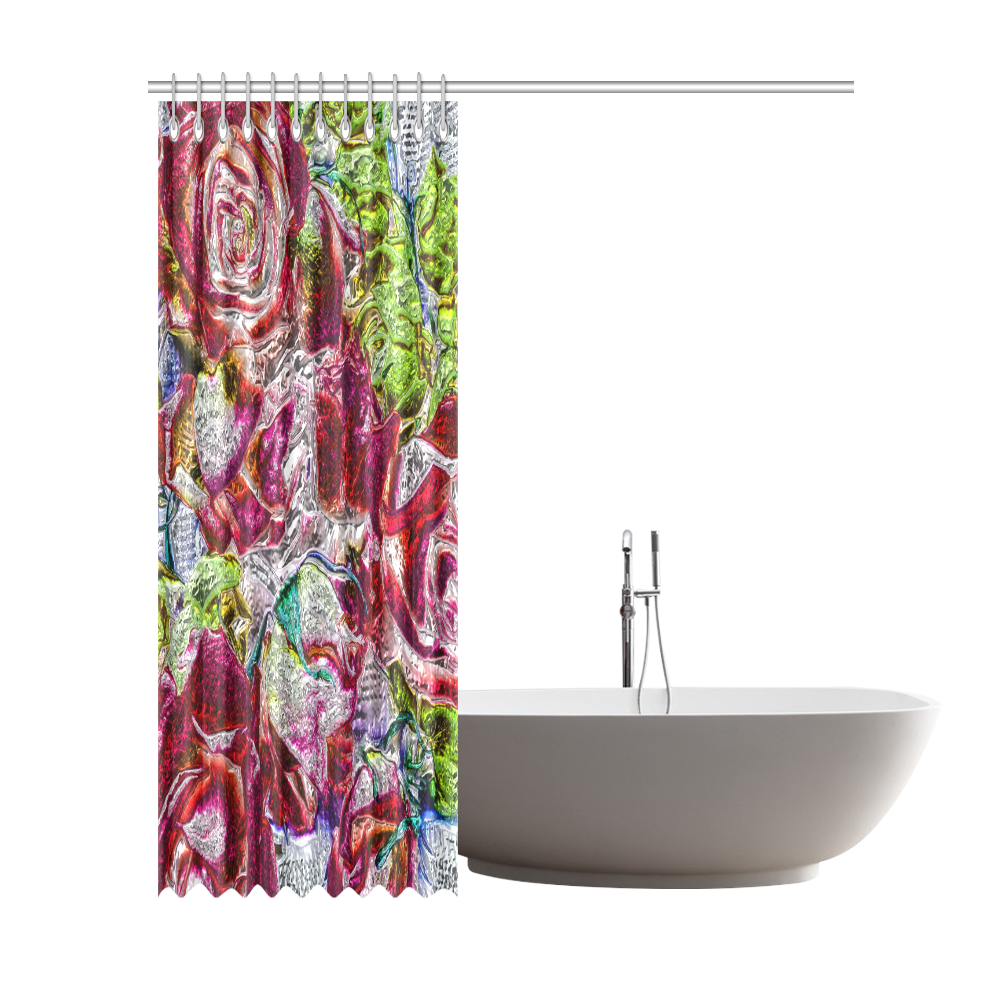 Floral glossy  Chrome 01C by FeelGood Shower Curtain 72"x84"
