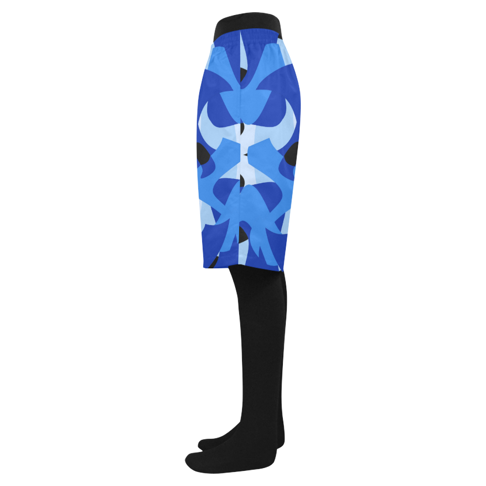A201 Abstract Shades of Blue and Black Men's Swim Trunk (Model L21)