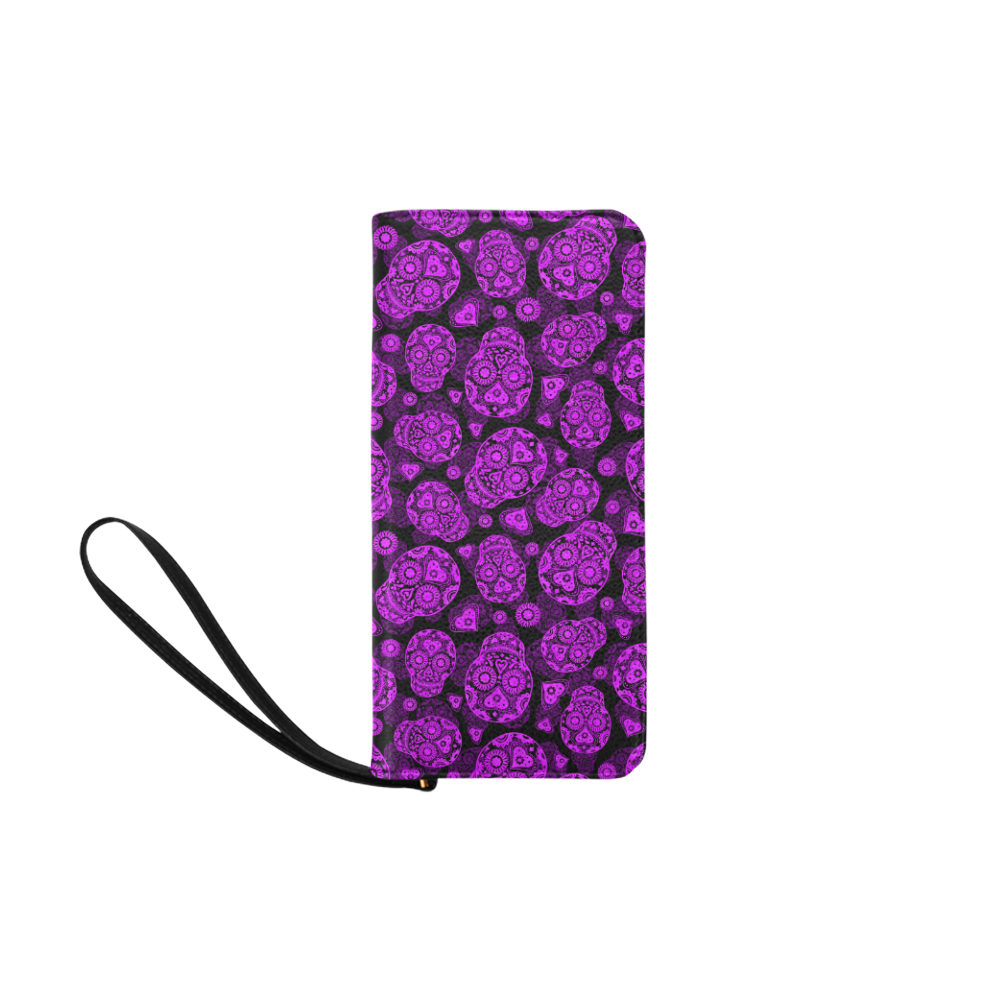 Sugar Skull Pattern - Purple Women's Clutch Purse (Model 1637)