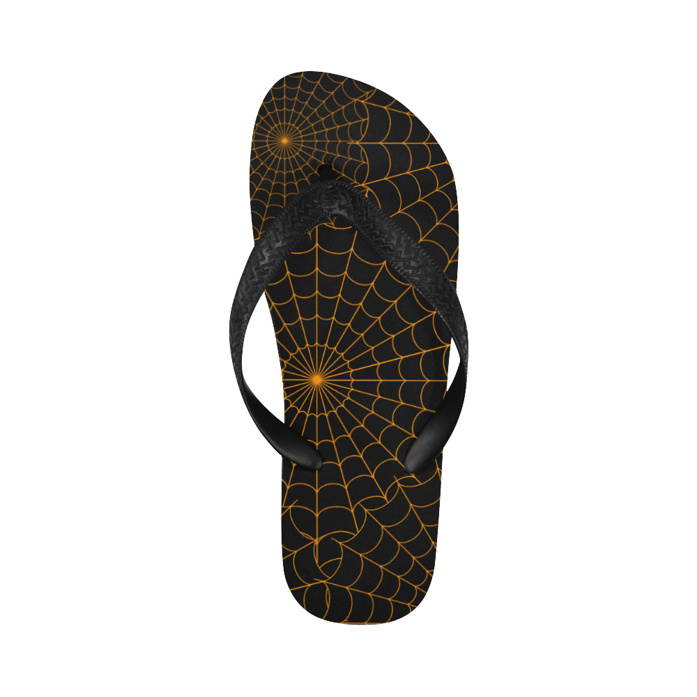 Halloween Spiderwebs - Orange Flip Flops for Men/Women (Model 040)