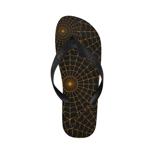 Halloween Spiderwebs - Orange Flip Flops for Men/Women (Model 040)