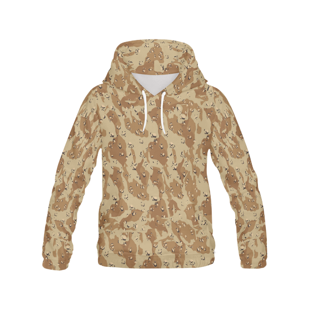 Desert Camouflage Military Pattern All Over Print Hoodie for Women (USA Size) (Model H13)