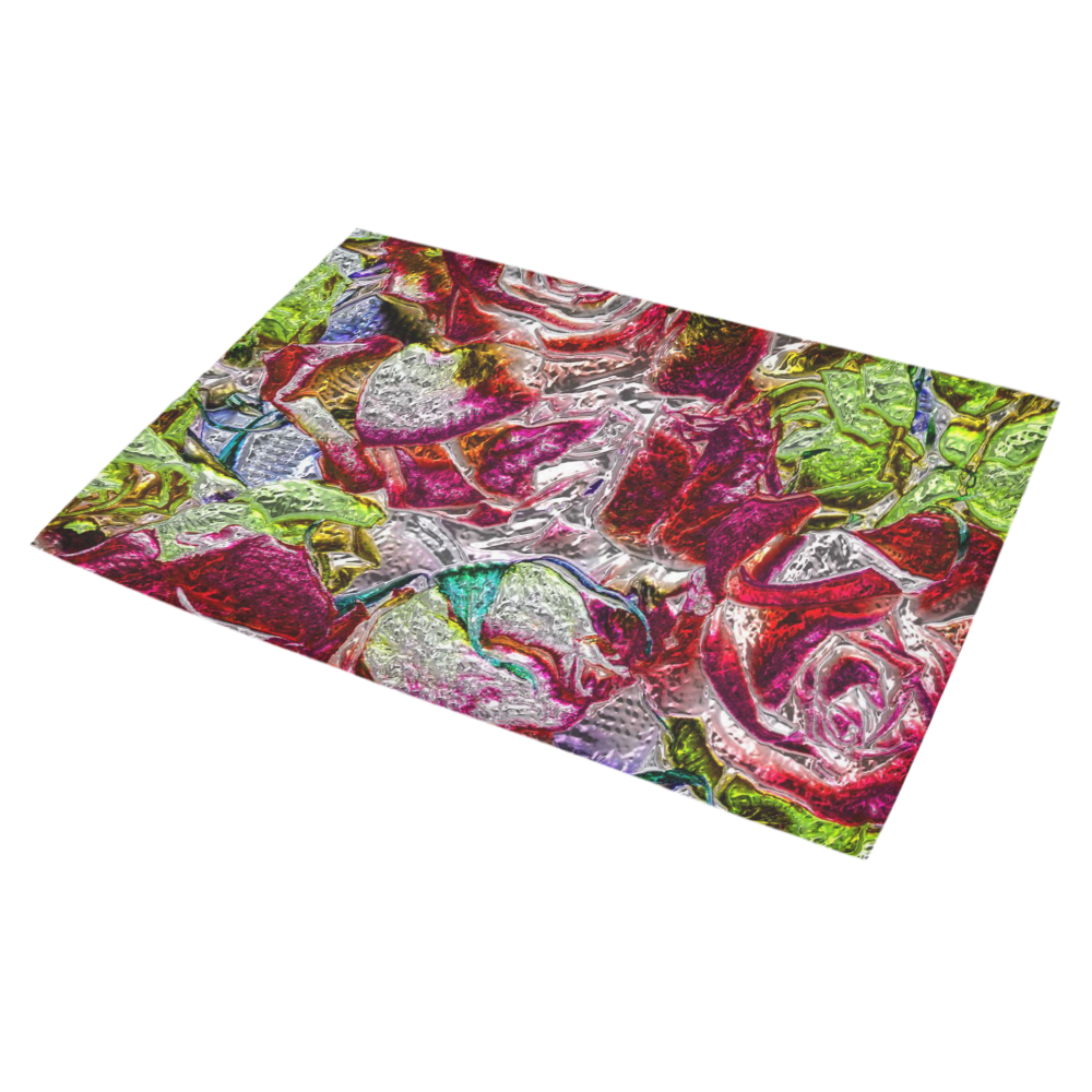 Floral glossy  Chrome 01C by FeelGood Azalea Doormat 30" x 18" (Sponge Material)