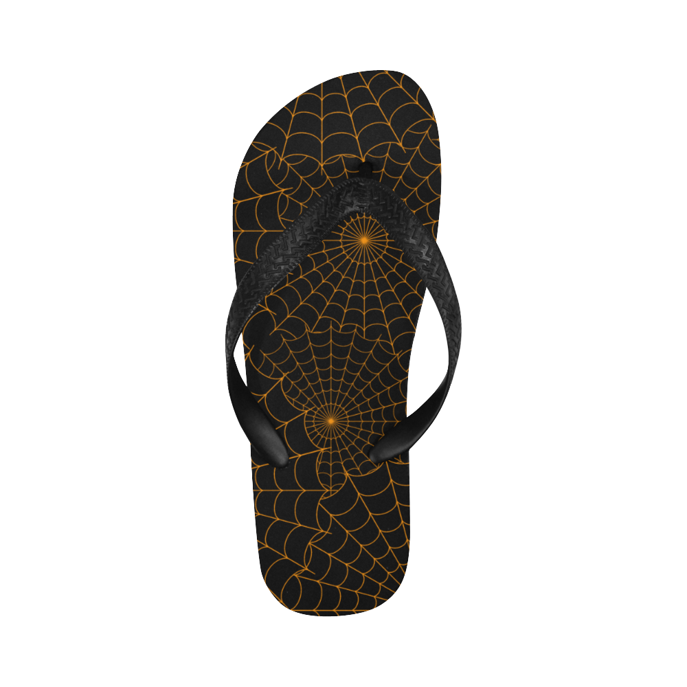 Halloween Spiderwebs - Orange Flip Flops for Men/Women (Model 040)