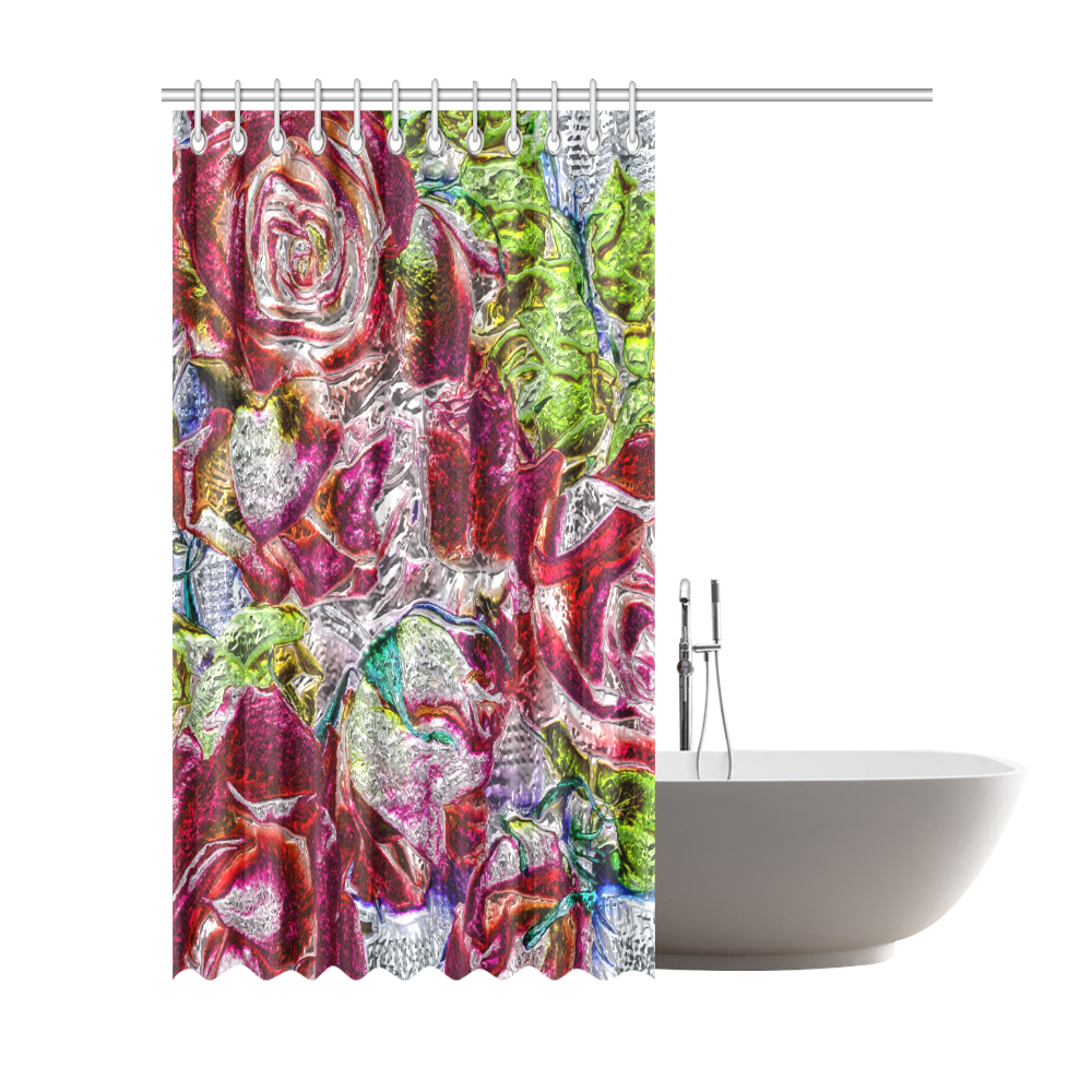 Floral glossy  Chrome 01C by FeelGood Shower Curtain 72"x84"