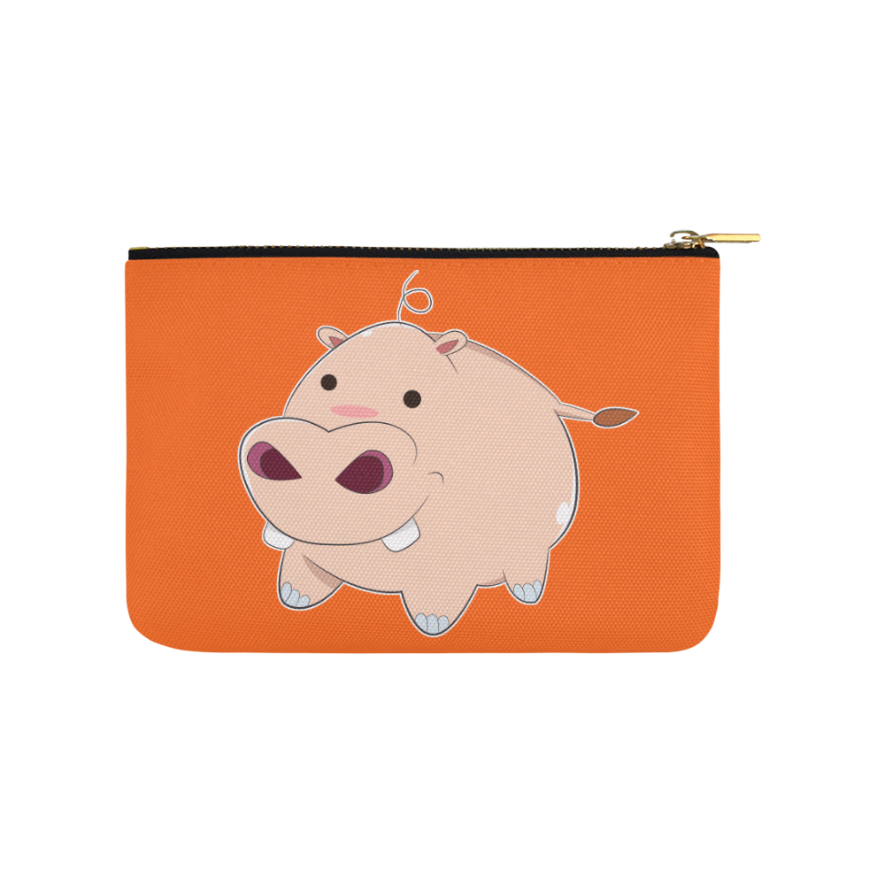 Happy Cartoon Baby Hippo Carry-All Pouch 9.5''x6''