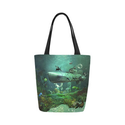 Awesome submarine with orca Canvas Tote Bag (Model 1657)