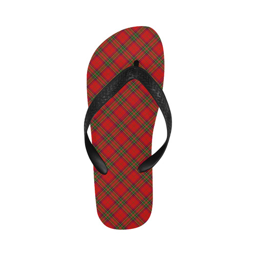 Red Tartan Plaid Pattern Flip Flops for Men/Women (Model 040)