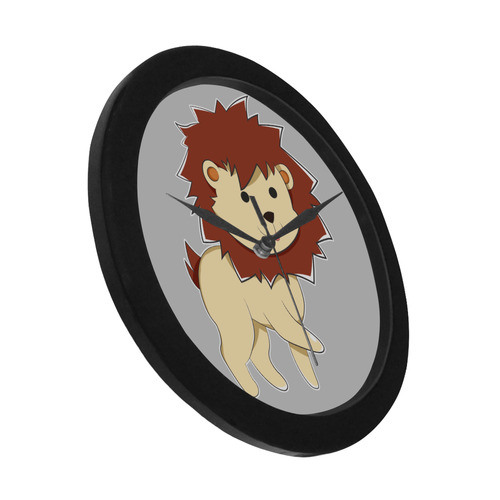 Happy Cartoon Baby Lion Circular Plastic Wall clock