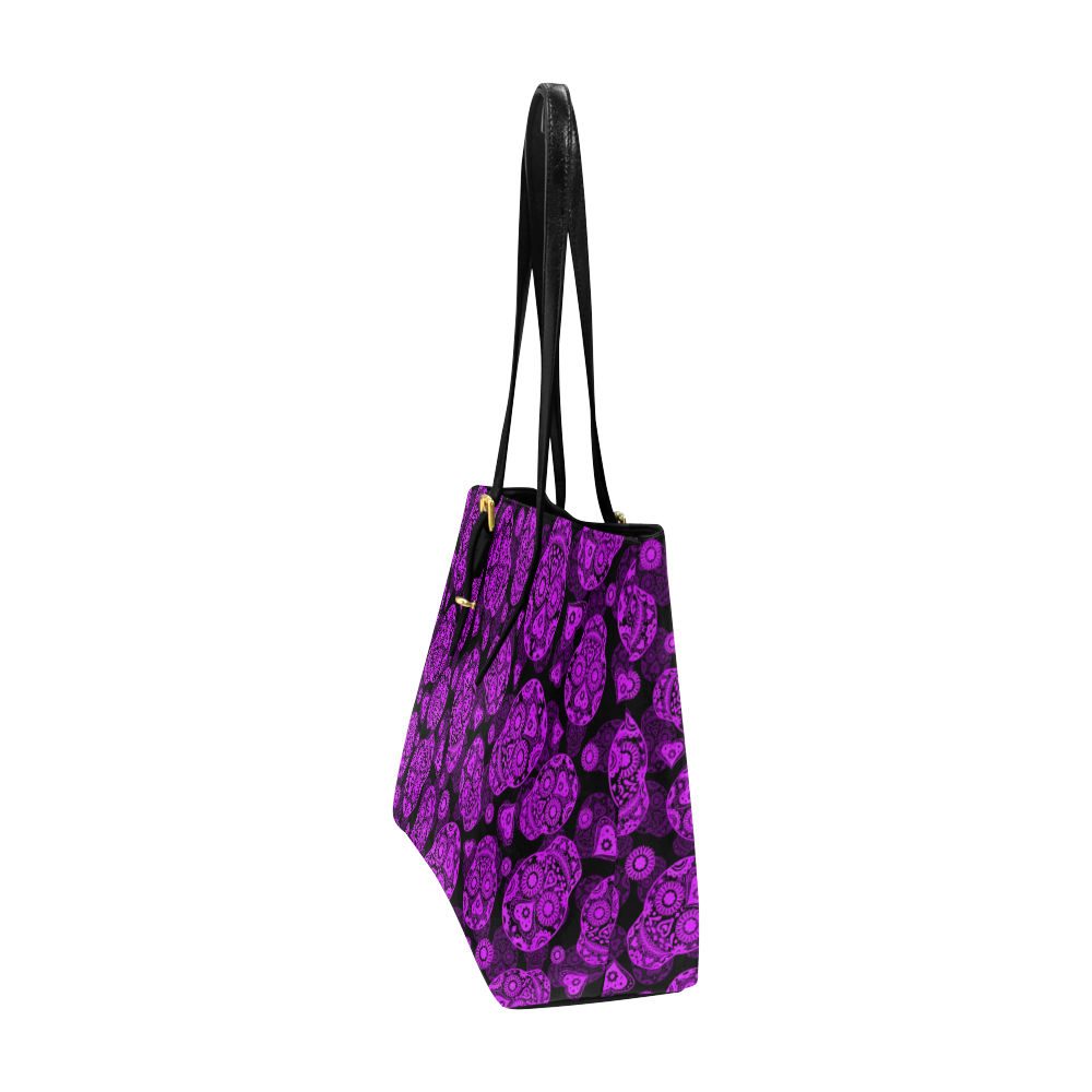 Sugar Skull Pattern - Purple Euramerican Tote Bag/Large (Model 1656)