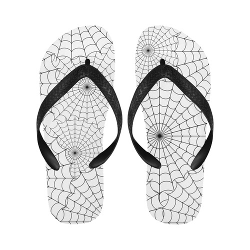 Halloween Spiderwebs - Black Flip Flops for Men/Women (Model 040)