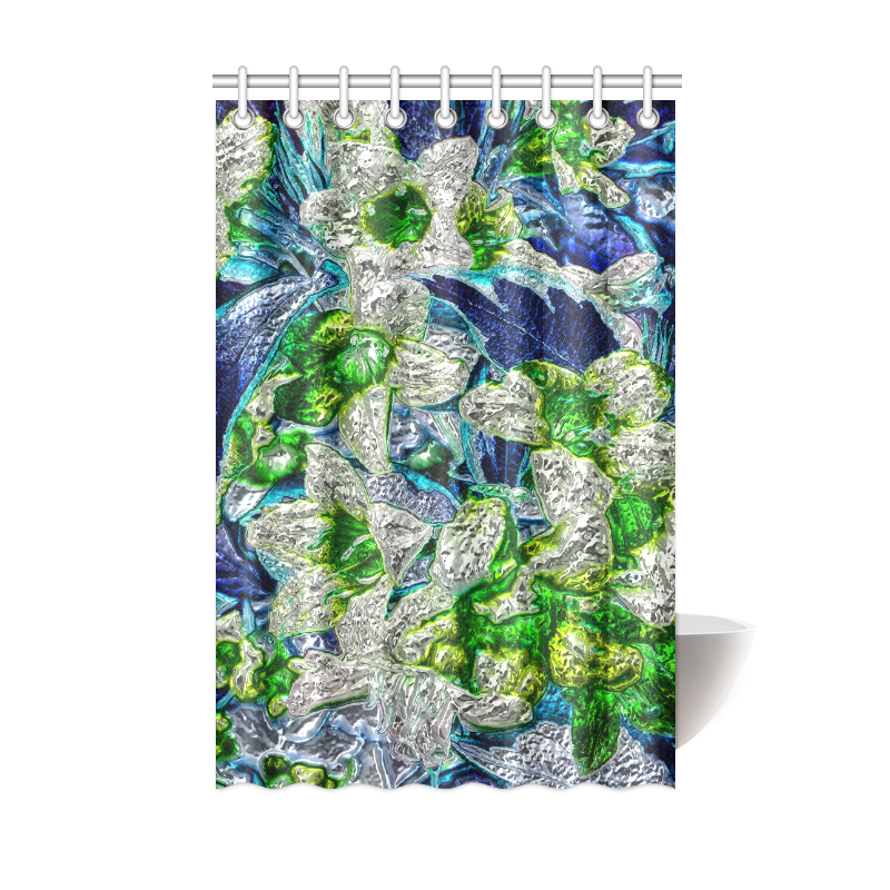 Floral glossy Chrome 2A by FeelGood Shower Curtain 48"x72"