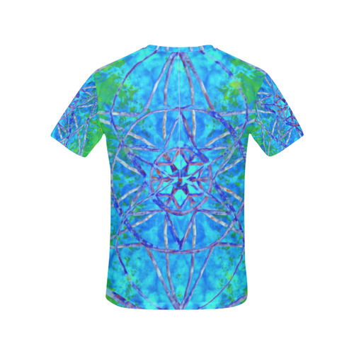 protection in nature colors-teal, blue and green All Over Print T-Shirt for Women (USA Size) (Model T40)