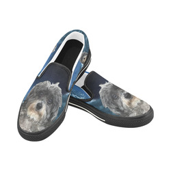 Dog Poodle Cross Slip-on Canvas Shoes for Kid (Model 019)