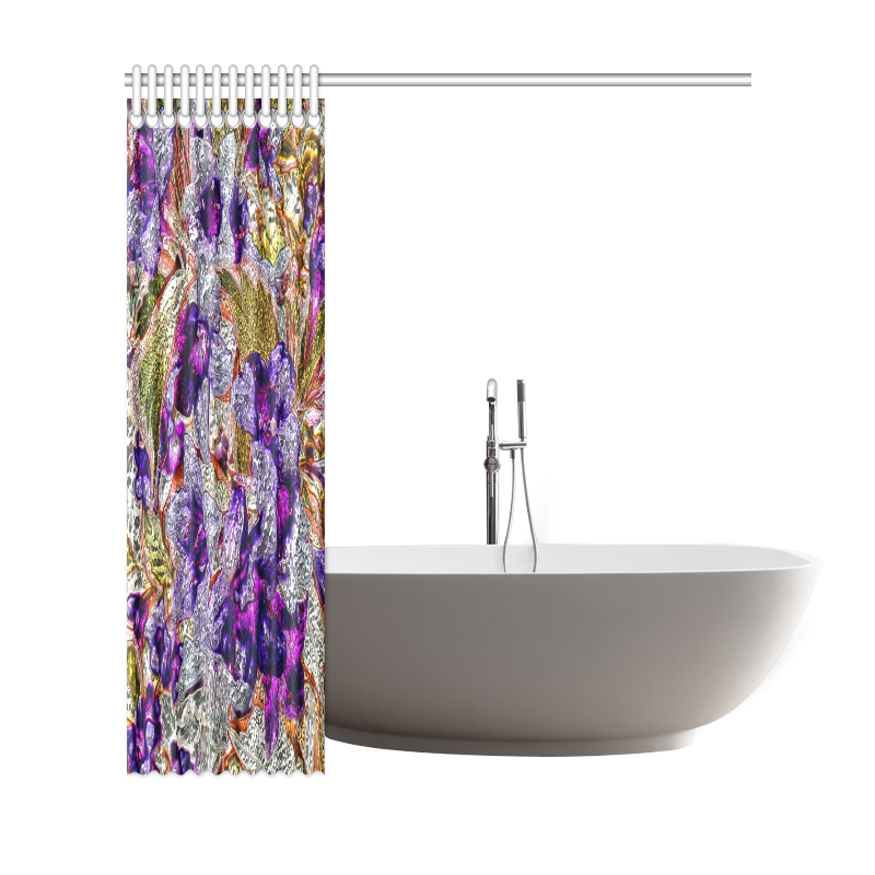 Floral glossy Chrome 2B by FeelGood Shower Curtain 69"x72"