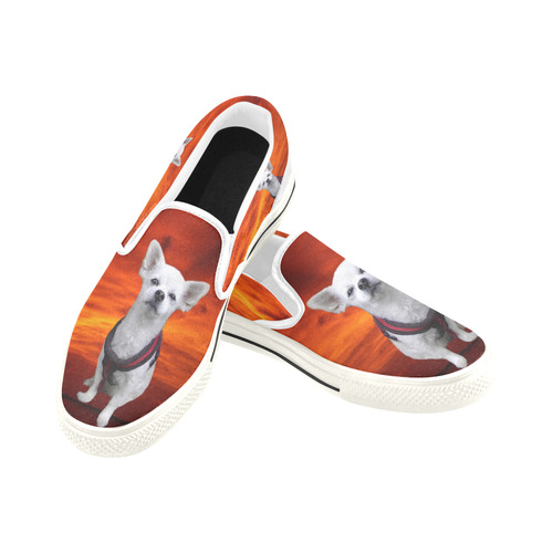 Dog Chihuahua Slip-on Canvas Shoes for Kid (Model 019)