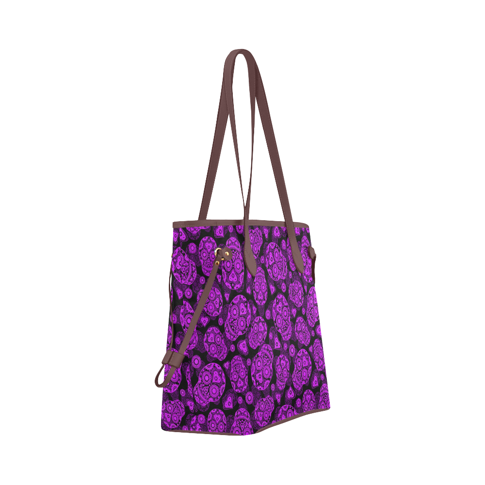 Sugar Skull Pattern - Purple Clover Canvas Tote Bag (Model 1661)