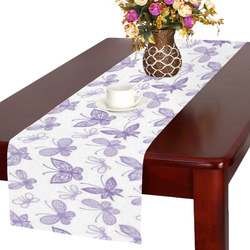 Cute Purple Butterflies Table Runner 16x72 inch