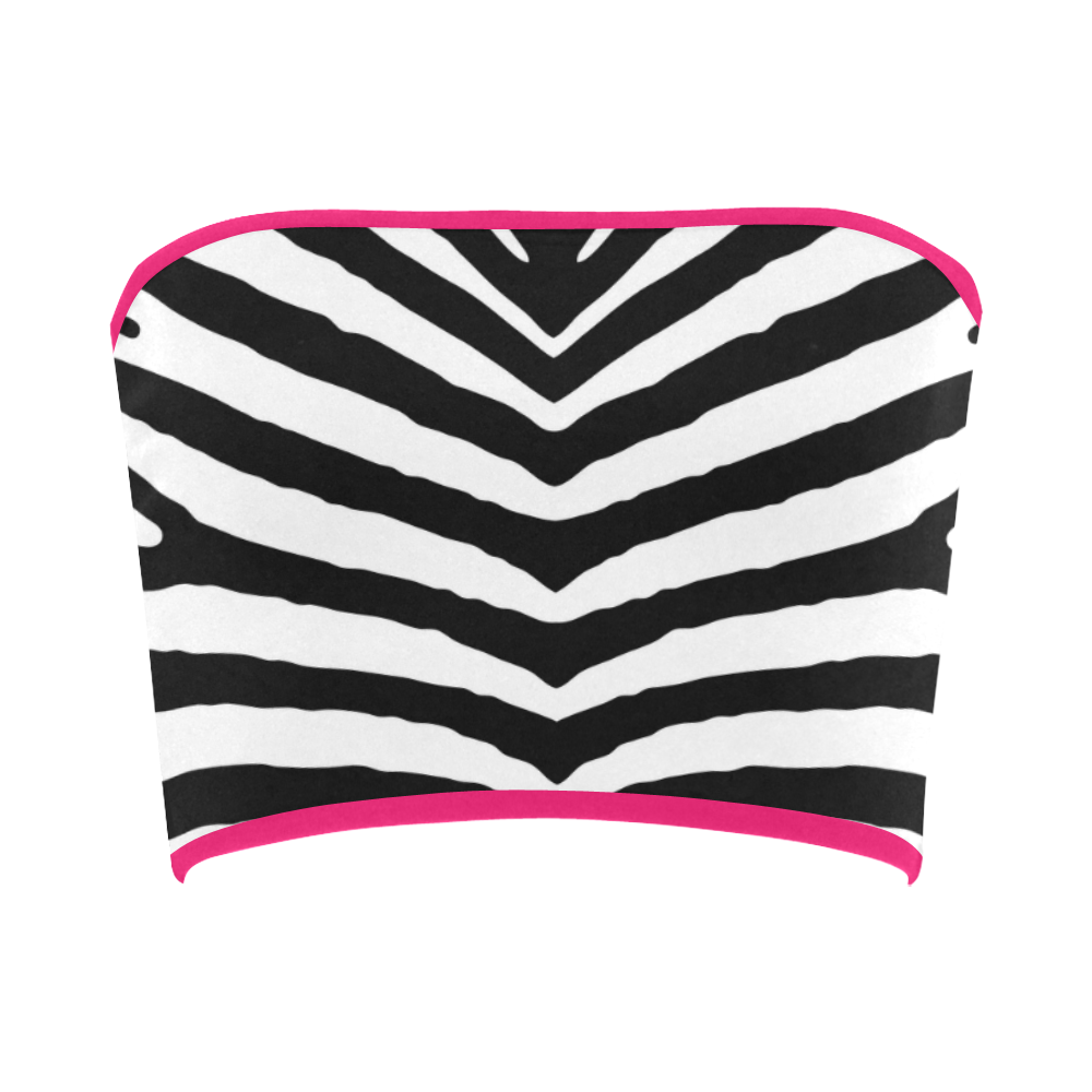 Black and White Zebra Safari Stripes Hot Pink Piping Bandeau Top