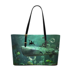 Awesome submarine with orca Euramerican Tote Bag/Large (Model 1656)