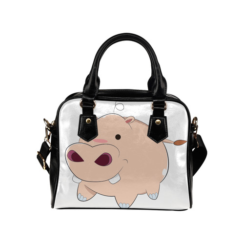 Happy Cartoon Baby Hippo Shoulder Handbag (Model 1634)