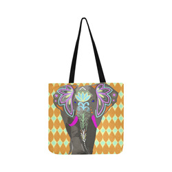 Painted Indian Elephant Geometric Background Reusable Shopping Bag Model 1660 (Two sides)