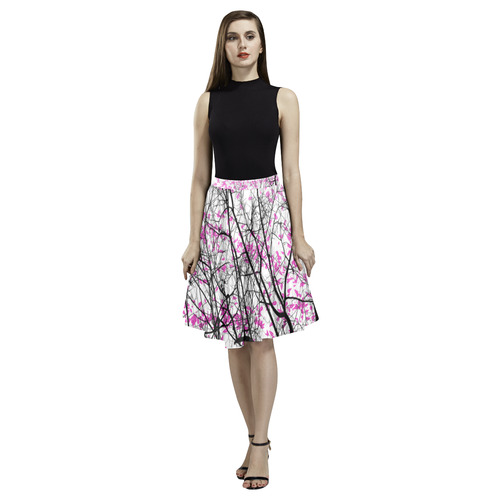 Cherry Blossom Day Dress Melete Pleated Midi Skirt (Model D15)