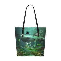 Awesome submarine with orca Euramerican Tote Bag/Small (Model 1655)