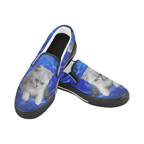 Cat and Rose Slip-on Canvas Shoes for Kid (Model 019)