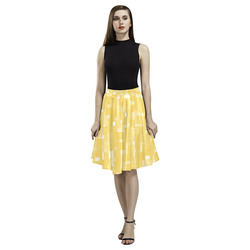 Primrose Yellow Pixels Melete Pleated Midi Skirt (Model D15)