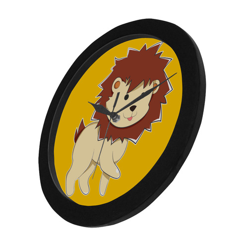 Happy Cartoon Baby Lion Circular Plastic Wall clock